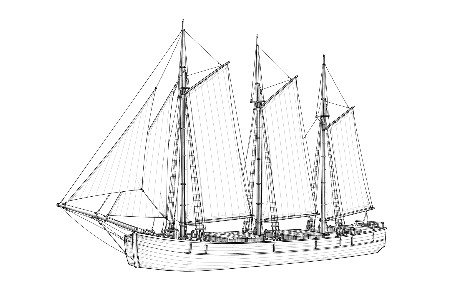 Engraved line drawing of the Ella Doak