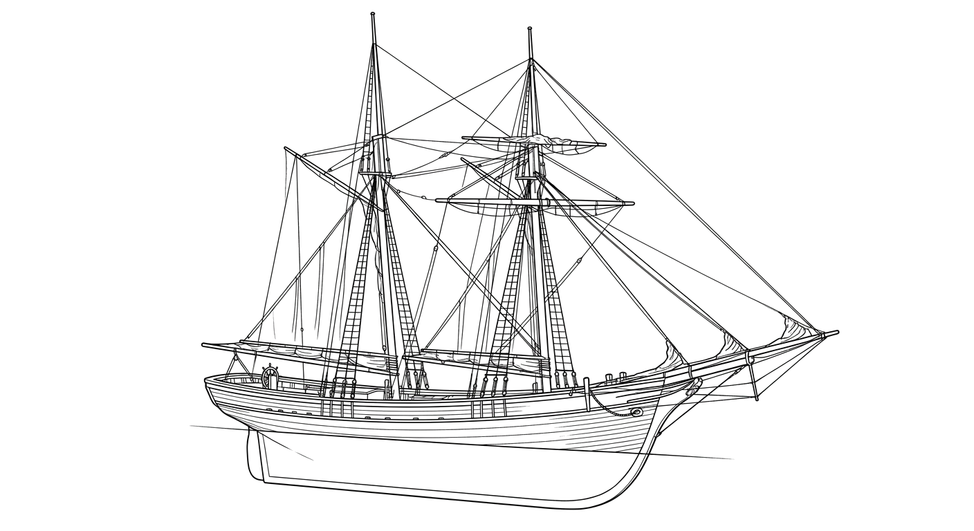 Engraved line drawing of the Excelsior
