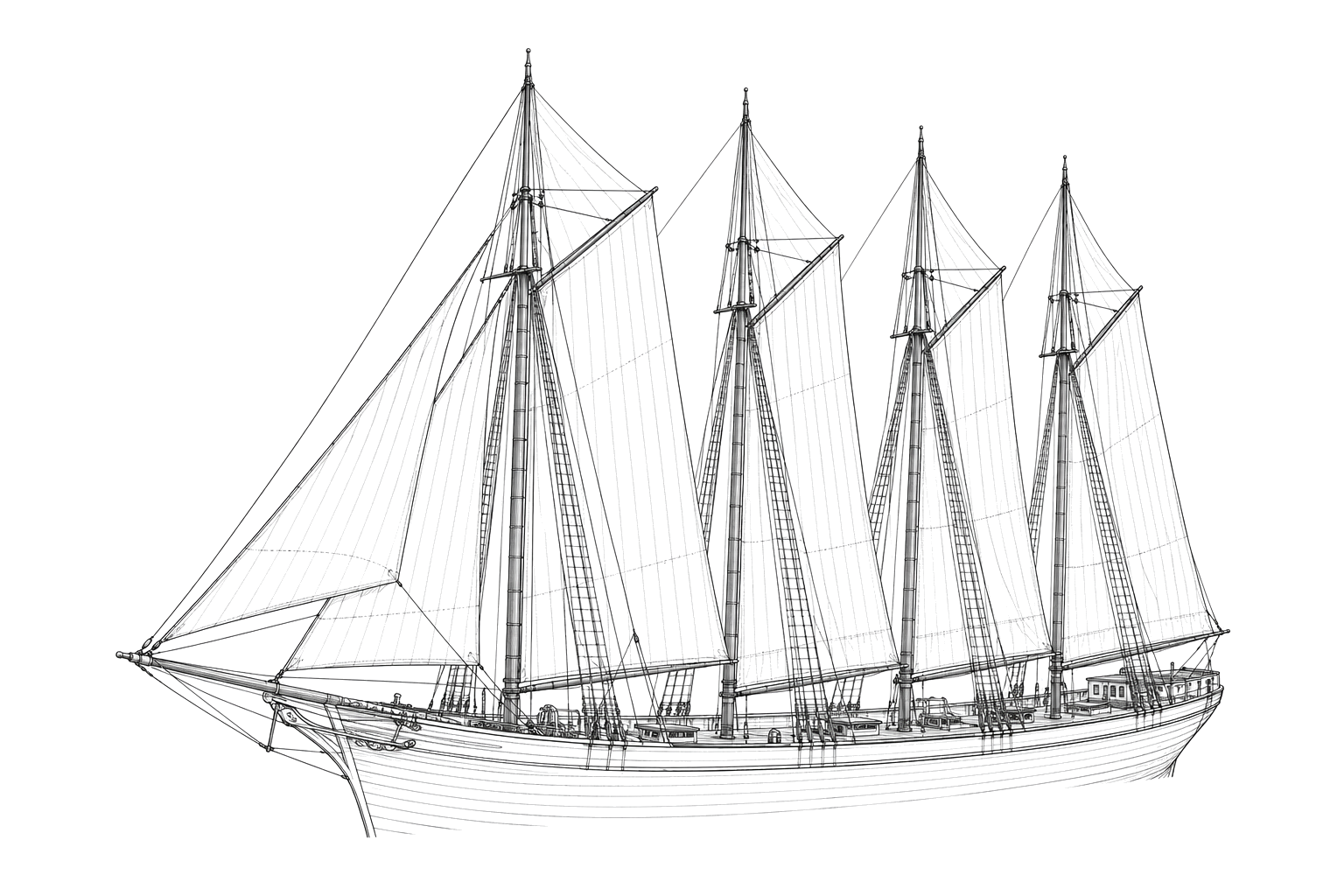 Engraved line drawing of the Alice E. Clark