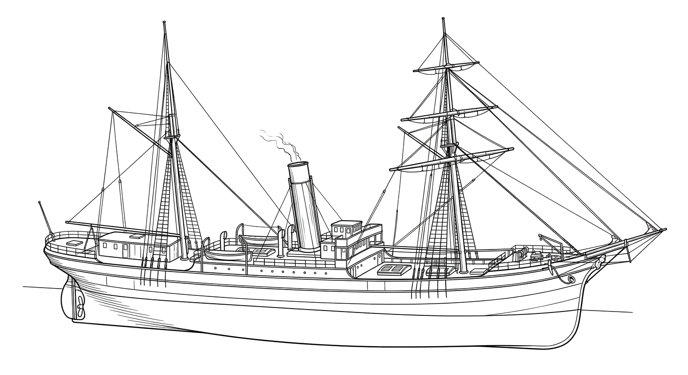 Engraved line drawing of the SS City of Chester