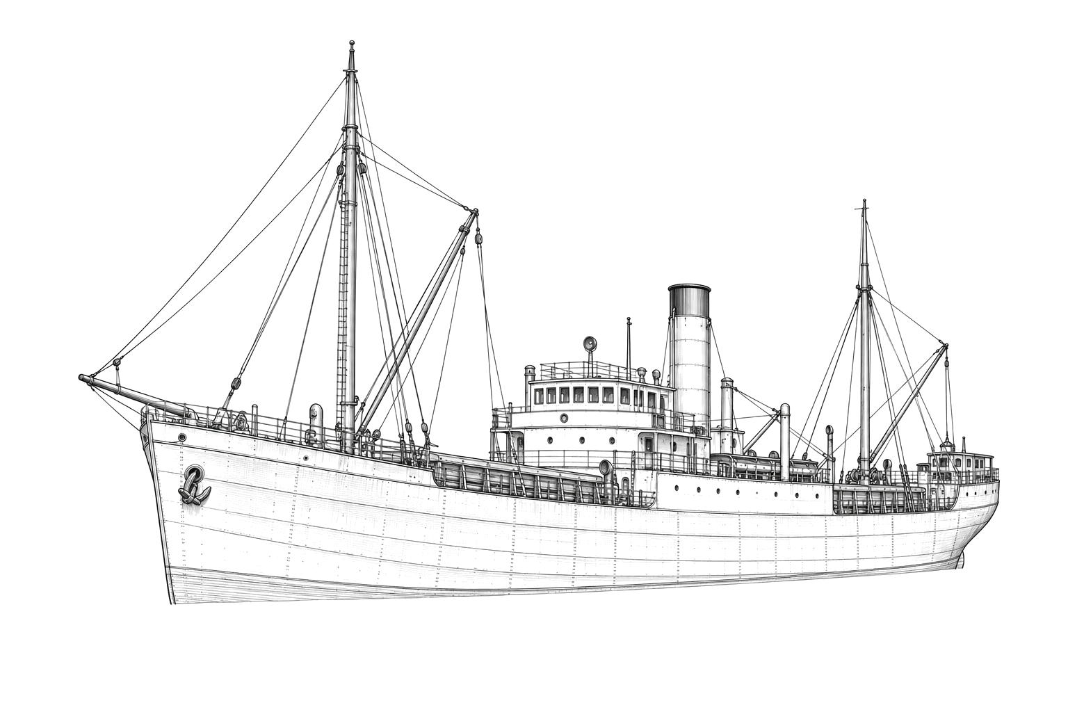 Engraved line drawing of the Norvana