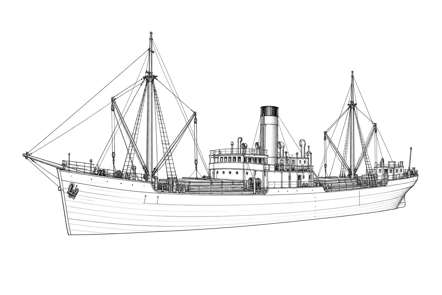 Engraved line drawing of the Alpaca