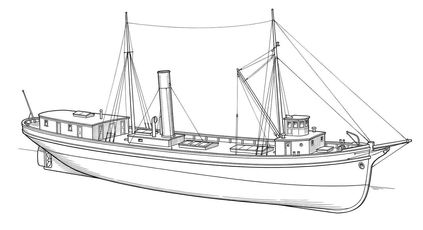 Engraved line drawing of the Langell Boys