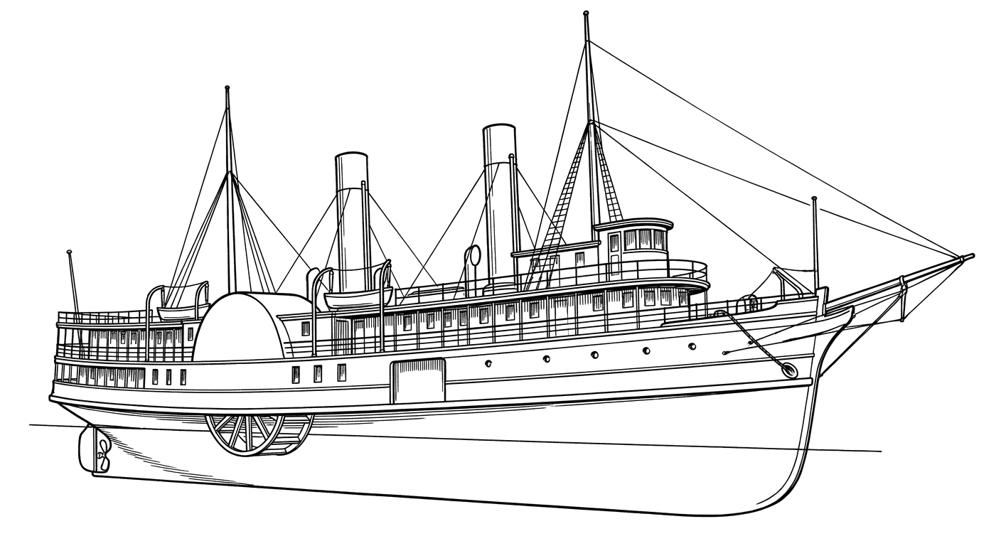 Engraved line drawing of the General Slocum