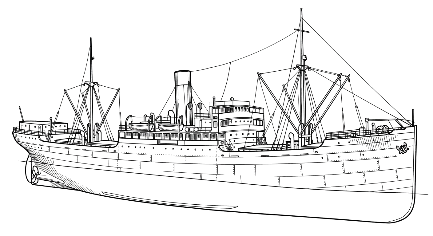 Engraved line drawing of the Ioannis P. Goulandris