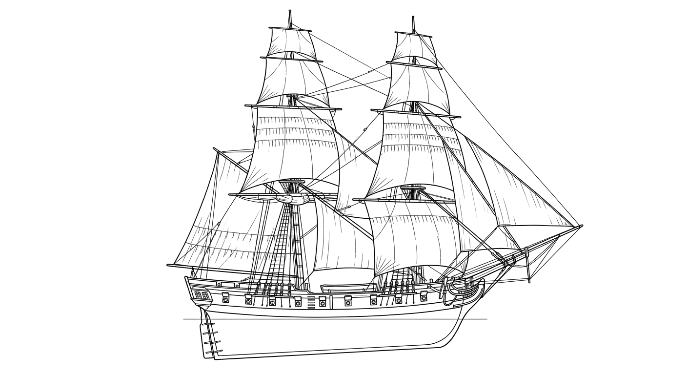 Engraved line drawing of the Charming Sally