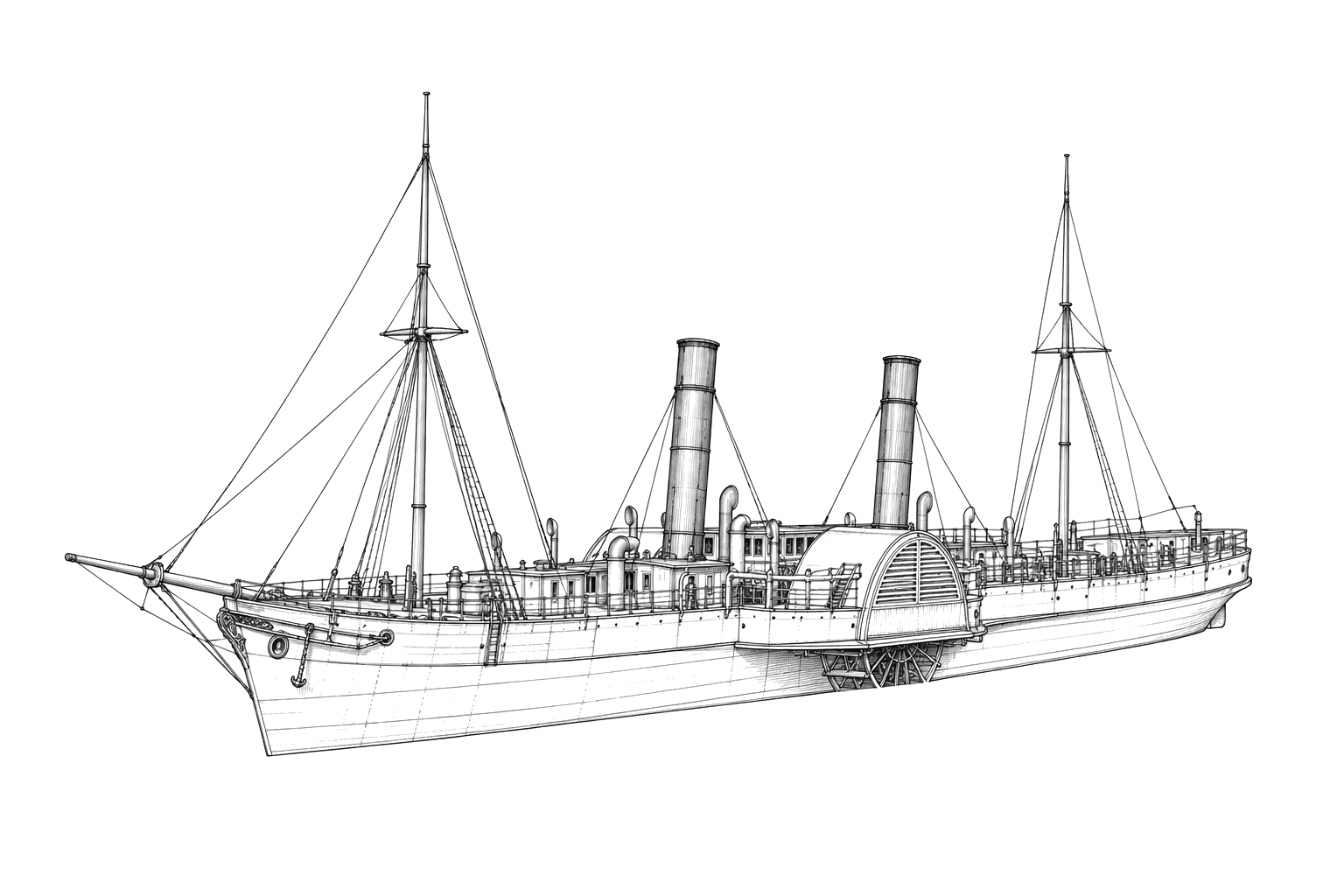 Engraved line drawing of the Antonica