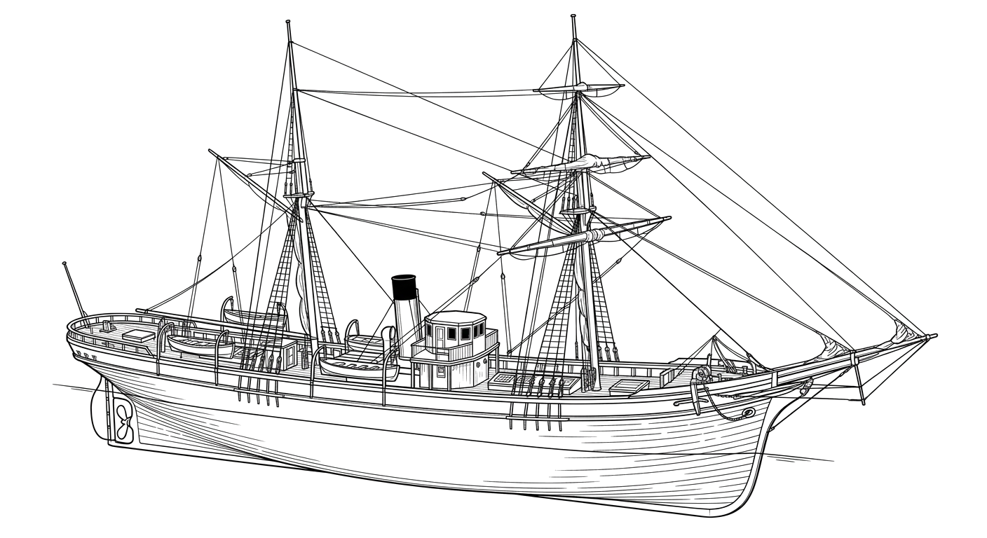 Engraved line drawing of the SS Vienna