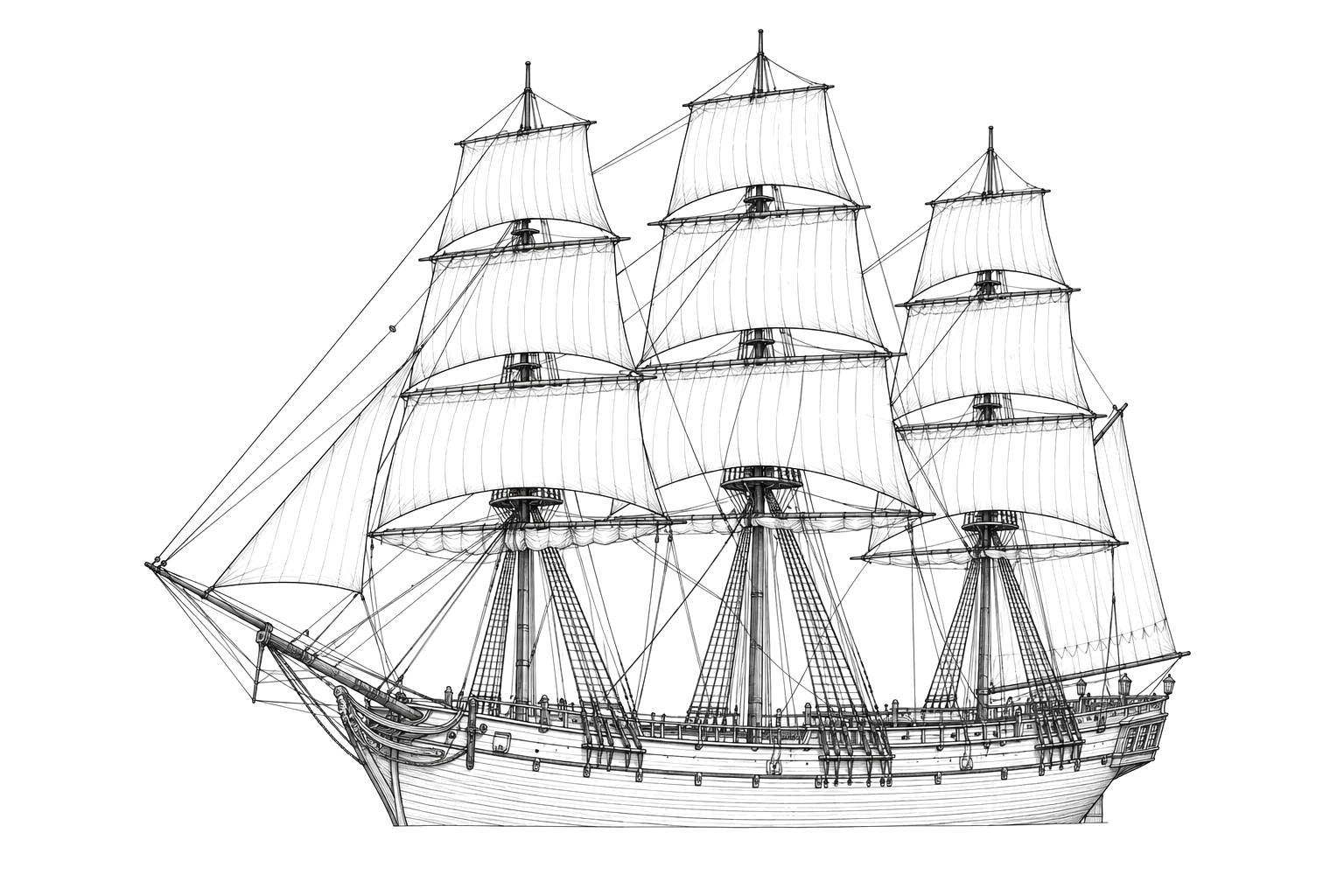 Engraved line drawing of the Powhatan