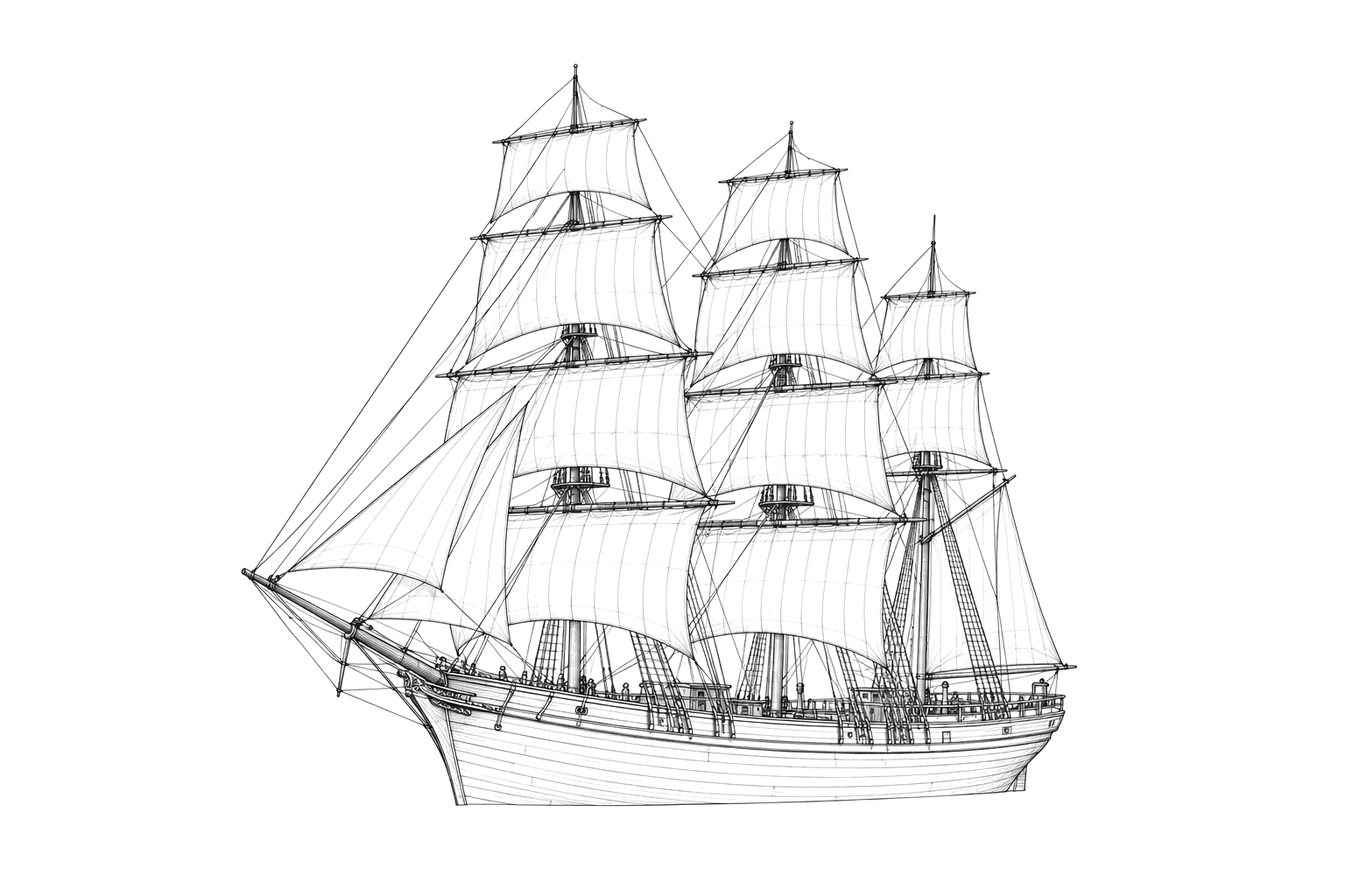 Engraved line drawing of the Virginia Merchant