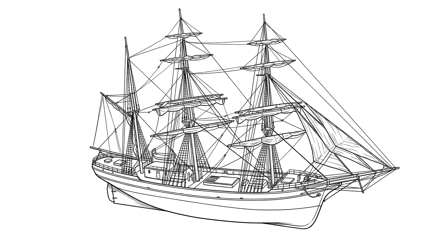 Engraved line drawing of the Kate Harding