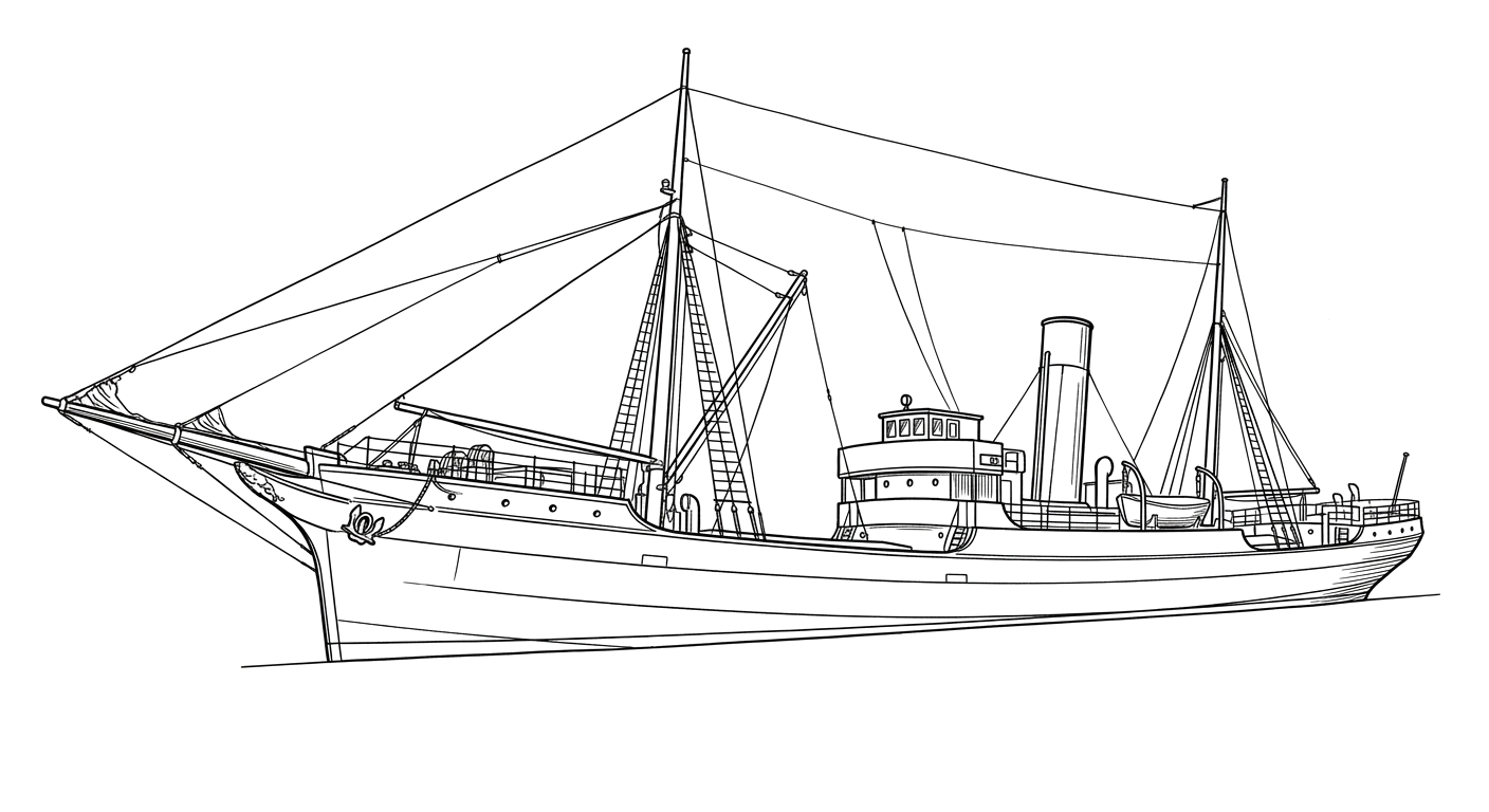 Engraved line drawing of the Yungay