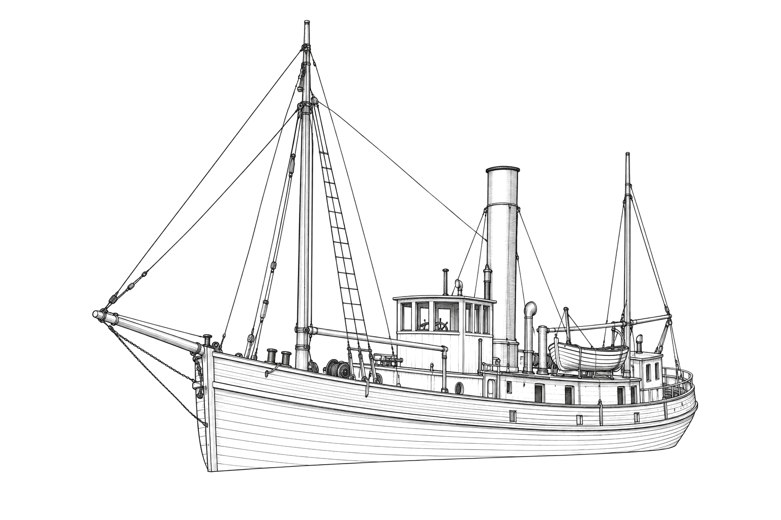 Engraved line drawing of the Mary D. Hume