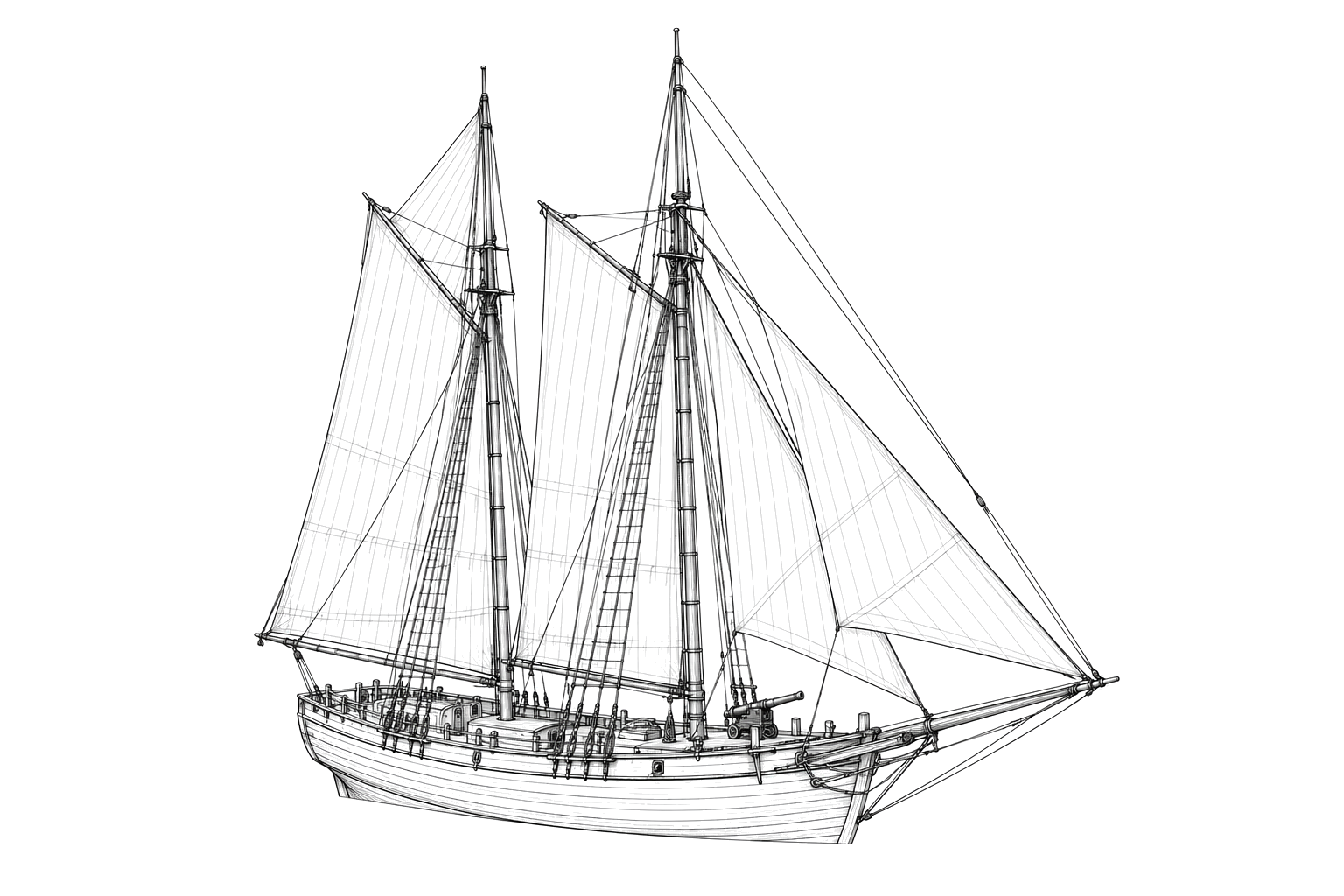 Engraved line drawing of the USS Scourge