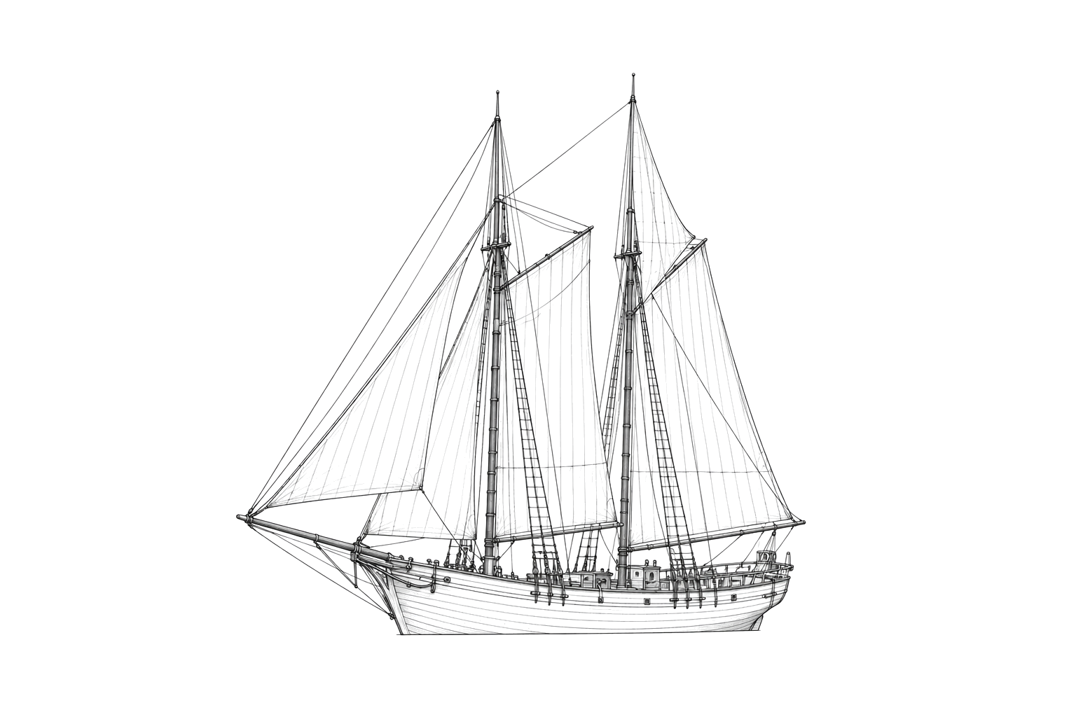 Engraved line drawing of the HMS Racer