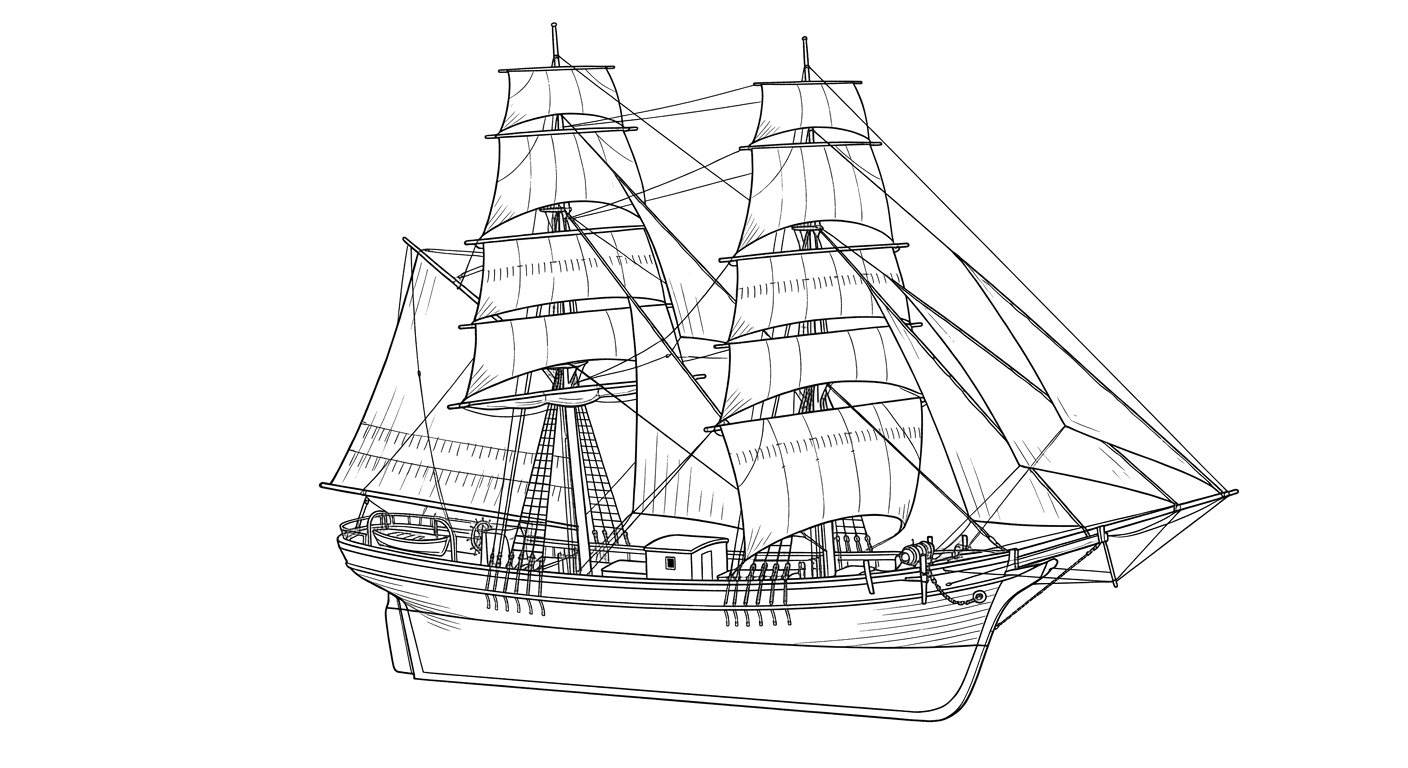 Engraved line drawing of the Cam Owen