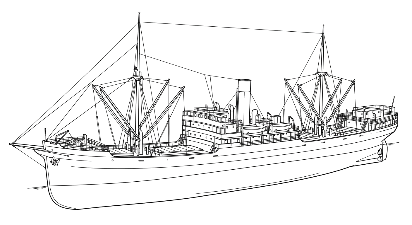 Engraved line drawing of the SS City of Salisbury