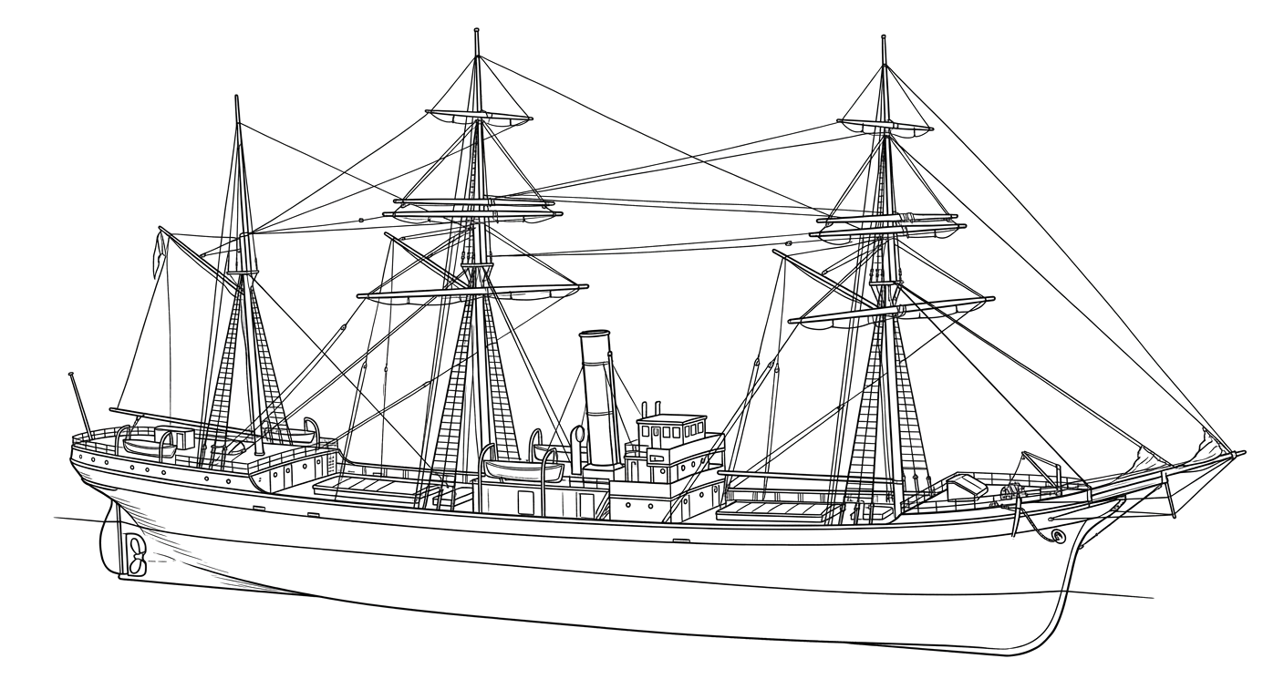 Engraved line drawing of the Manhattan