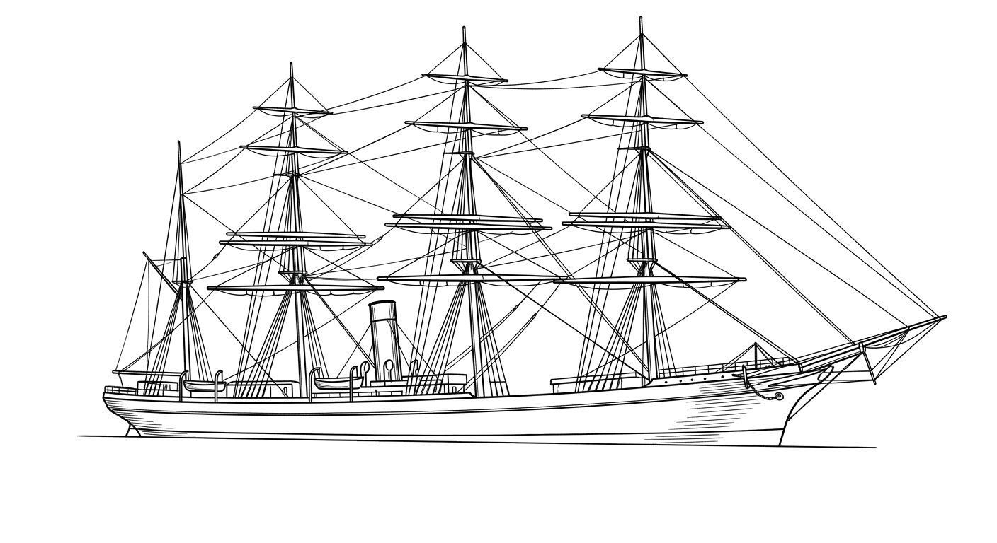 Engraved line drawing of the SS Atlantic