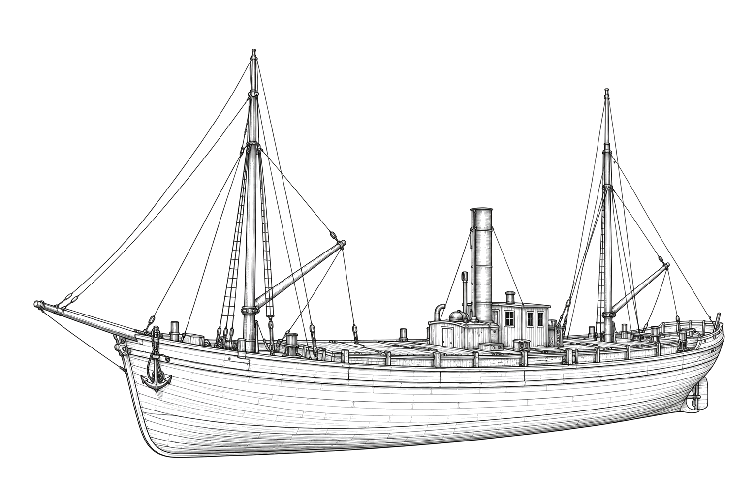 Engraved line drawing of the Shamrock