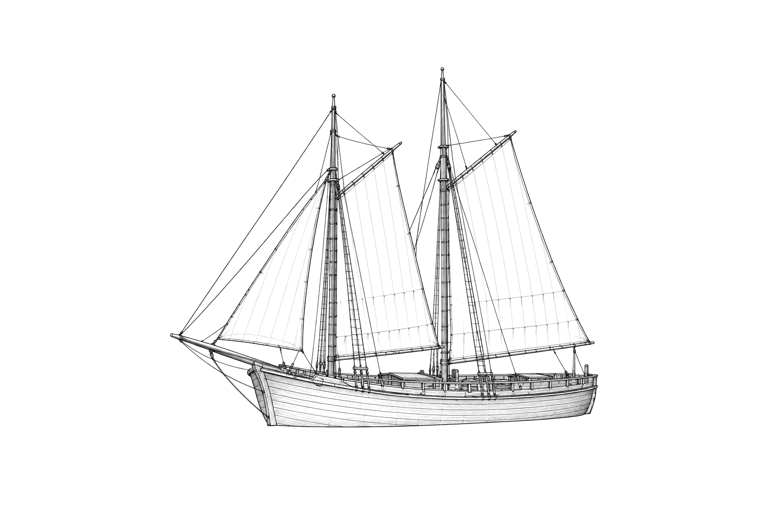 Engraved line drawing of the Charley J. Smith
