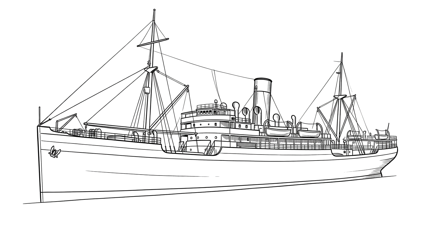 Engraved line drawing of the Almirante