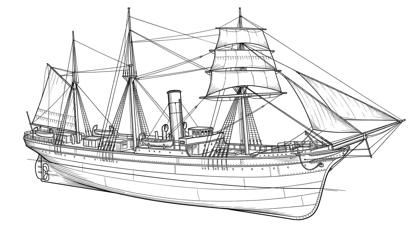 Engraved line drawing of the Georges Valentine