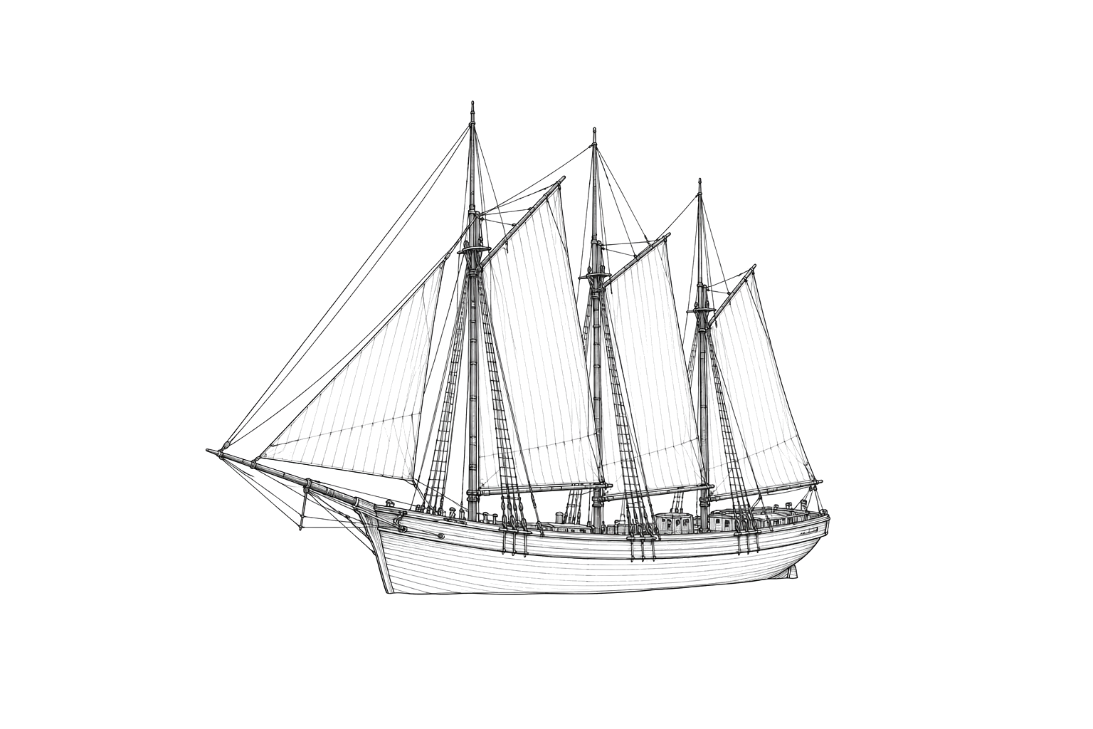 Engraved line drawing of the John F. Warner