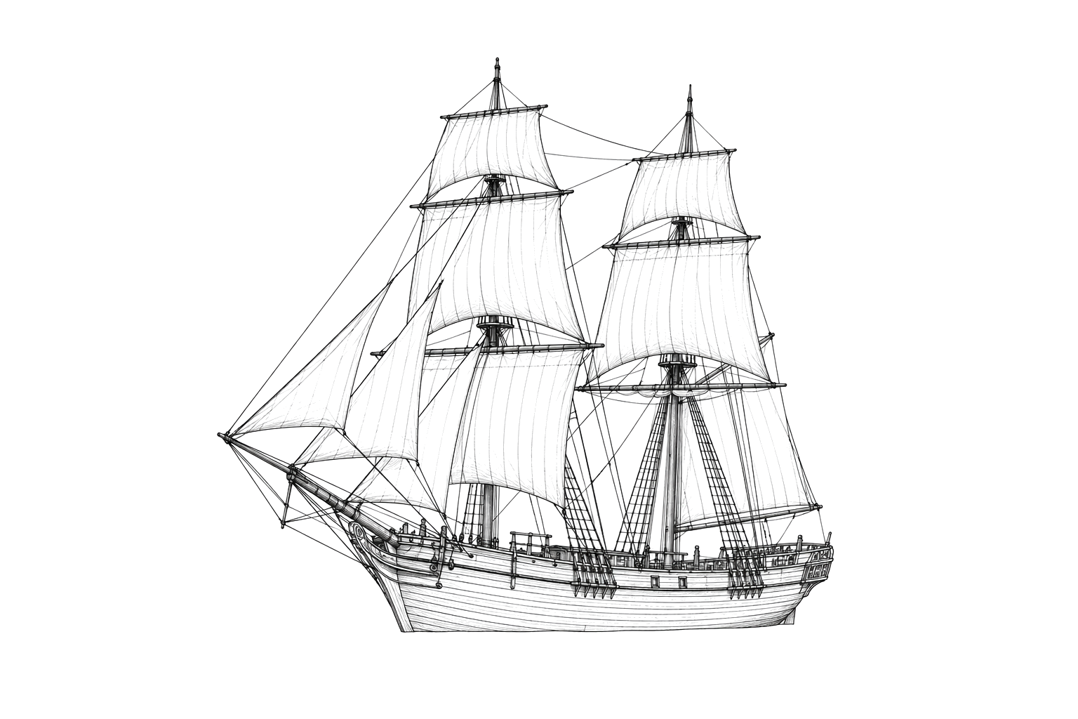 Engraved line drawing of the Stephen Young