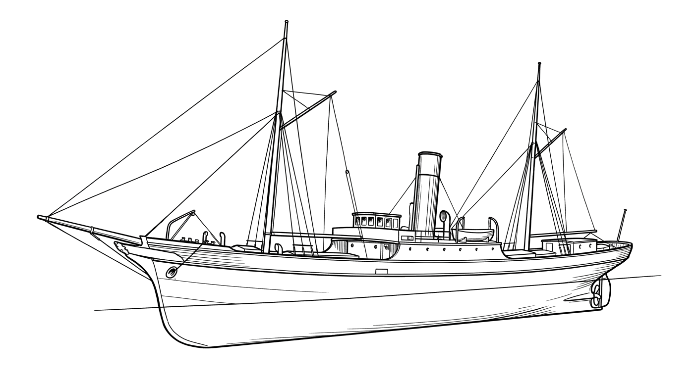 Engraved line drawing of the Dare