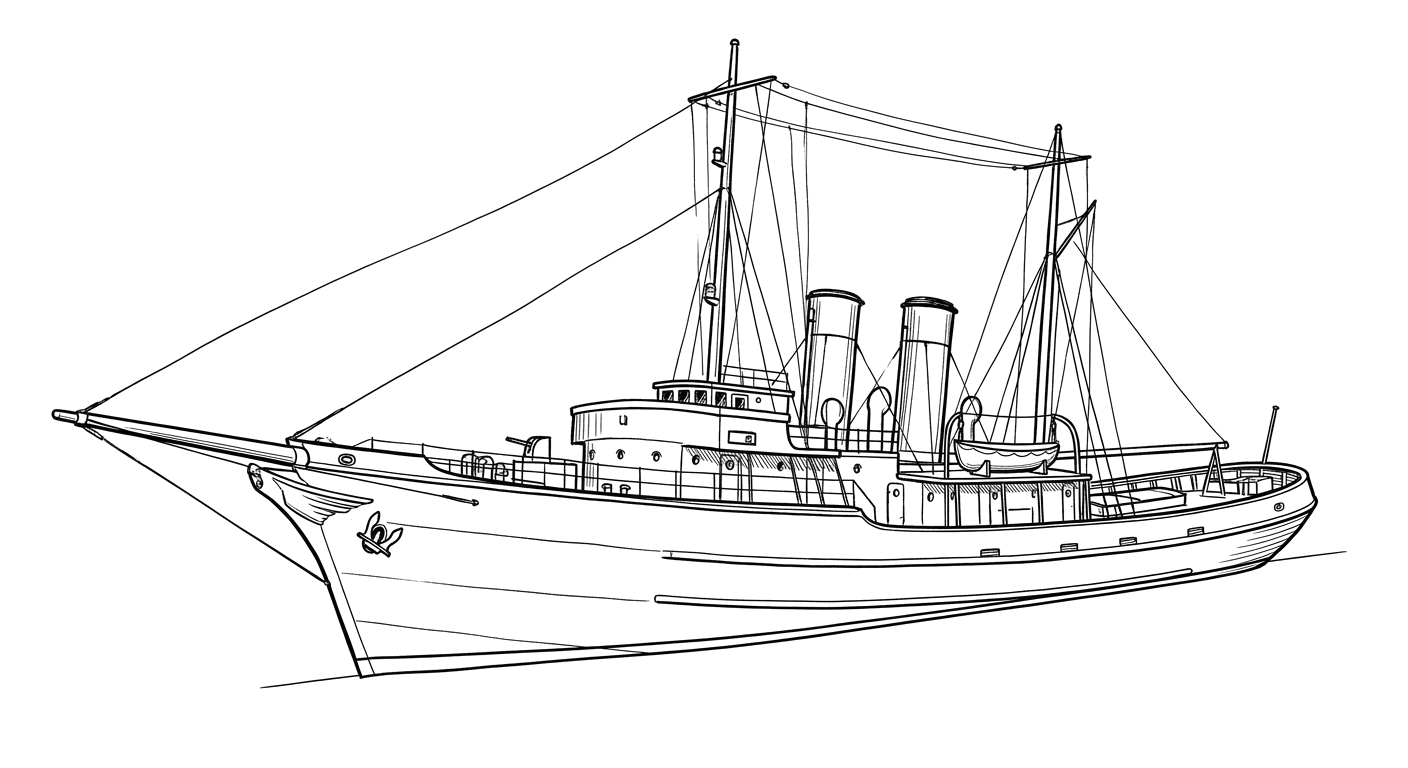 Engraved line drawing of the Mahi