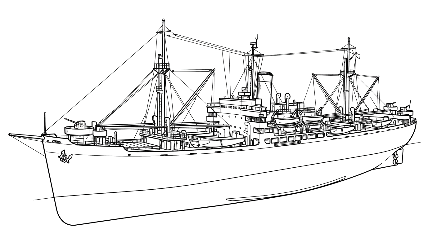 Engraved line drawing of the USS Algol