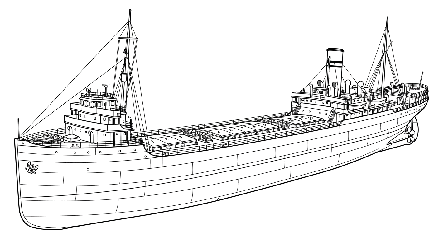 Engraved line drawing of the SS Emperor