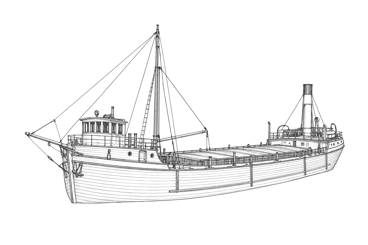 Engraved line drawing of the Thomas H. Smith