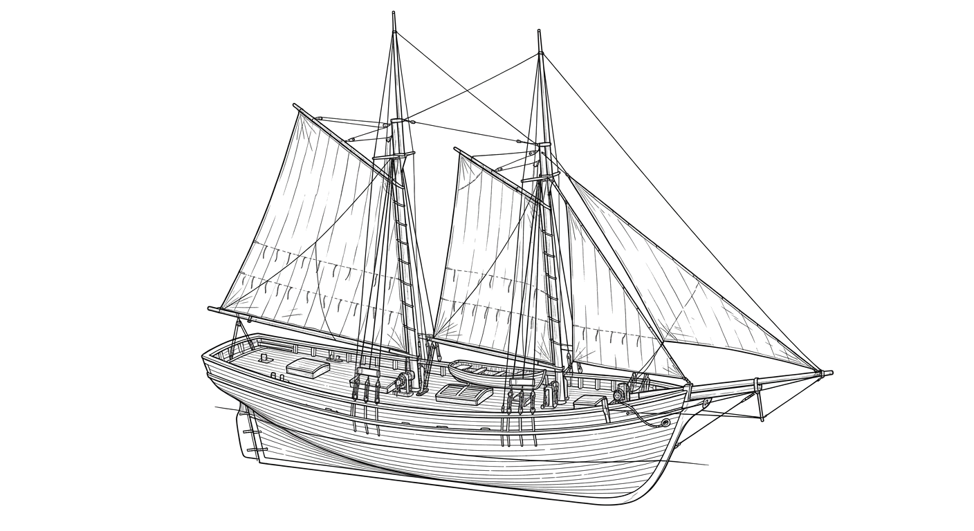 Engraved line drawing of the Etta Belle