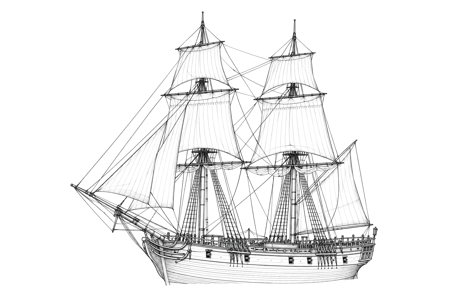 Engraved line drawing of the HMB Savannah