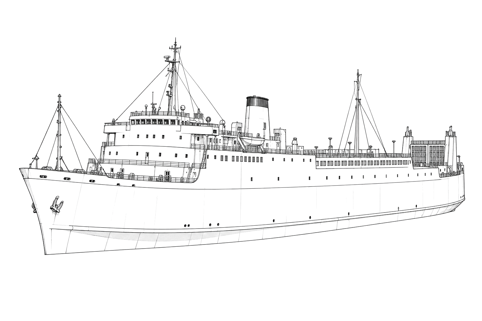 Engraved line drawing of the Patrick Morris