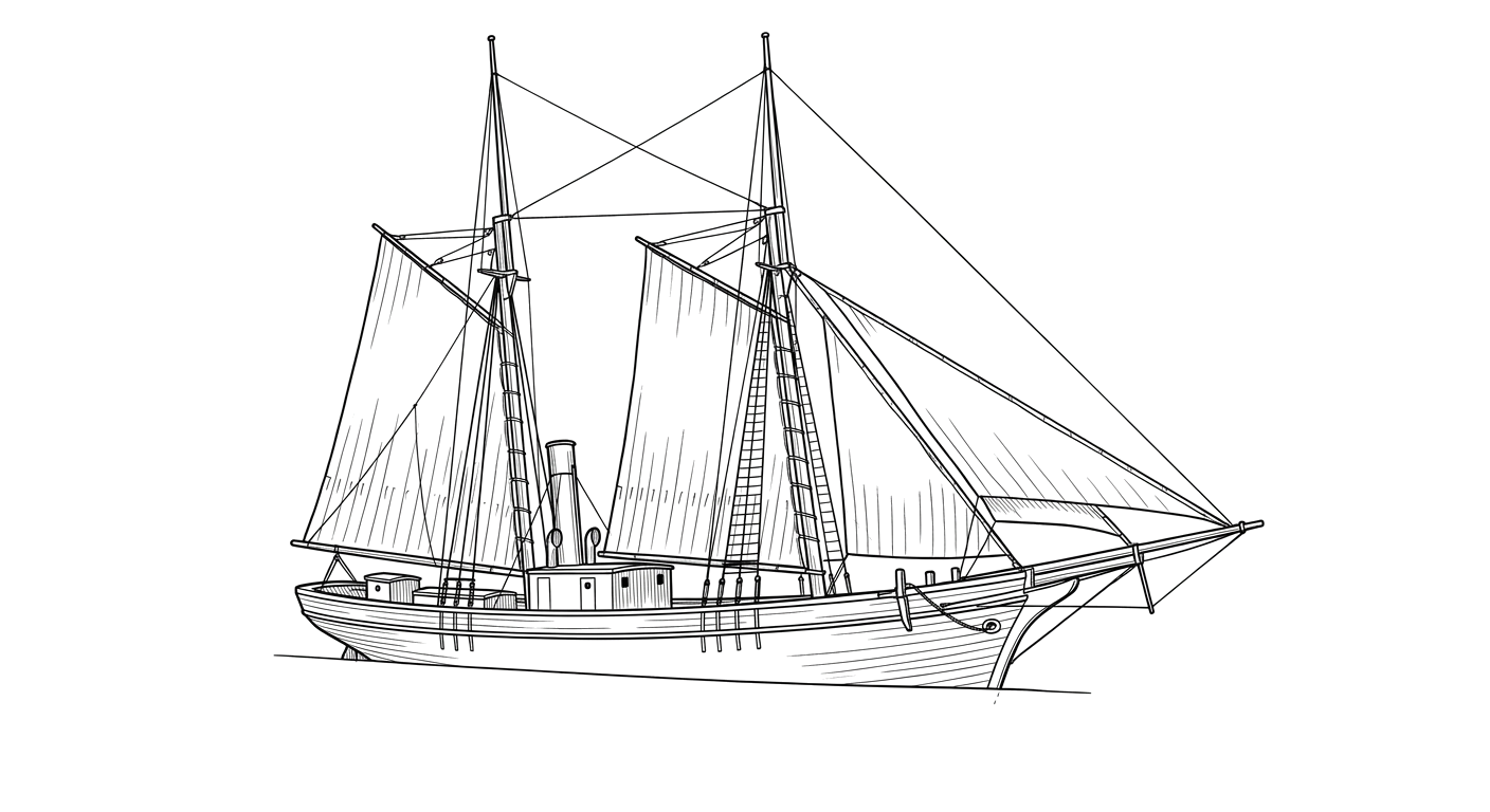 Engraved line drawing of the W T Bell