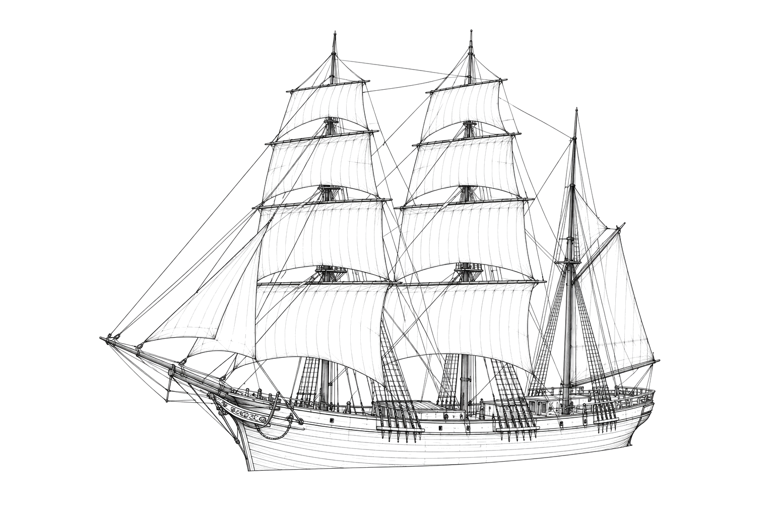 Engraved line drawing of the Elizabeth