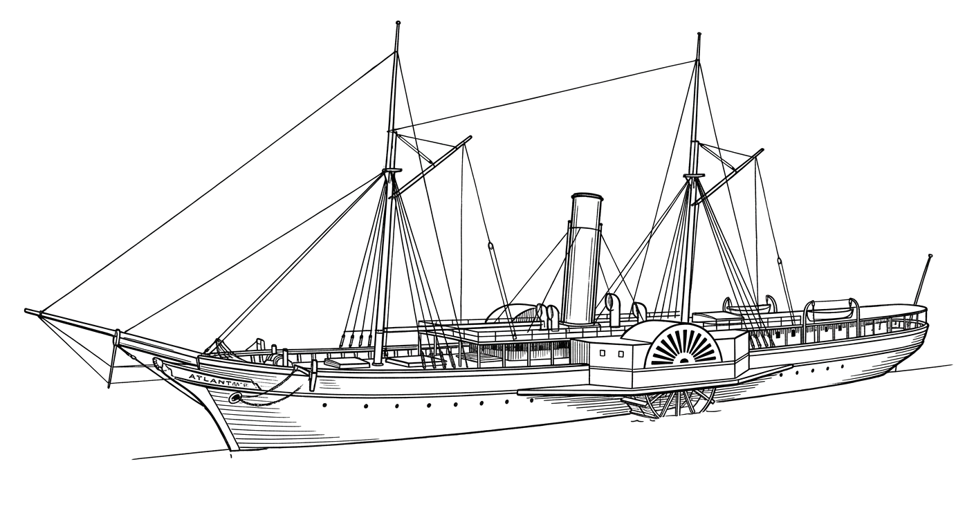 Engraved line drawing of the Atlantic