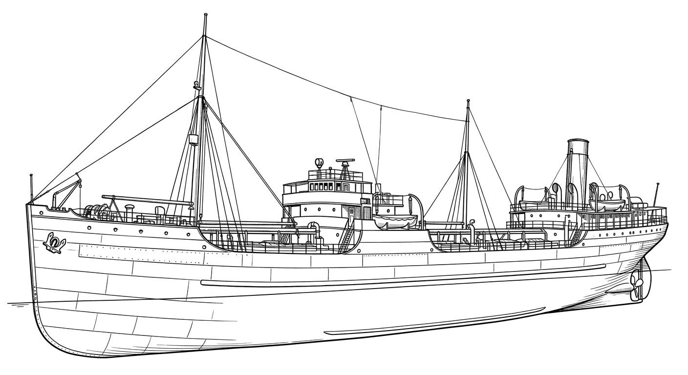 Engraved line drawing of the SS Dixie Arrow