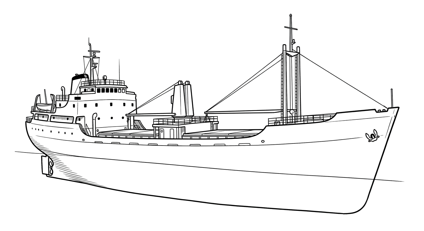 Engraved line drawing of the MV Superior Producer