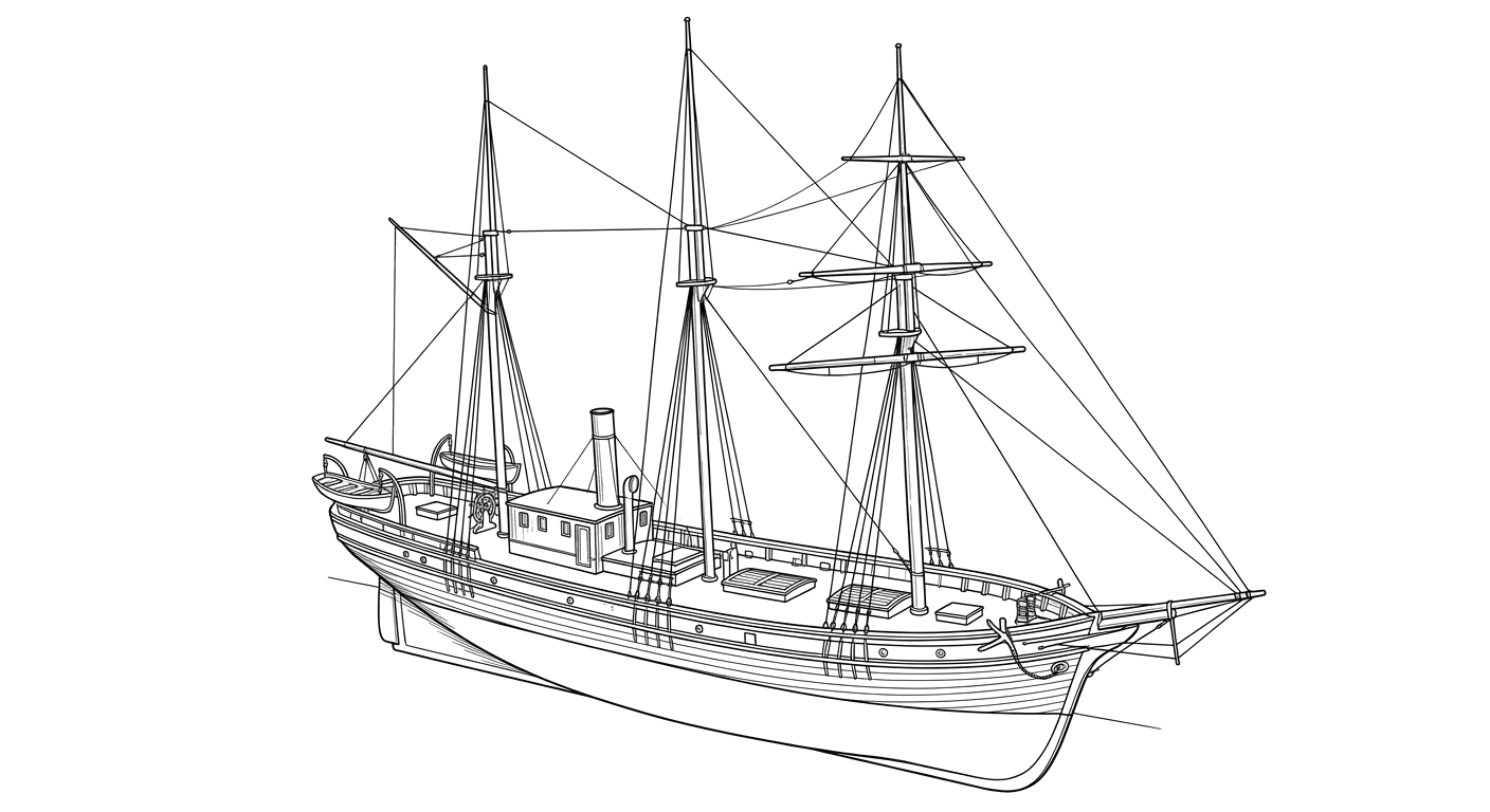 Engraved line drawing of the Ironton