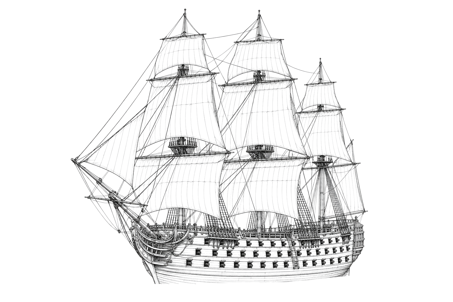 Engraved line drawing of the HMS Augusta