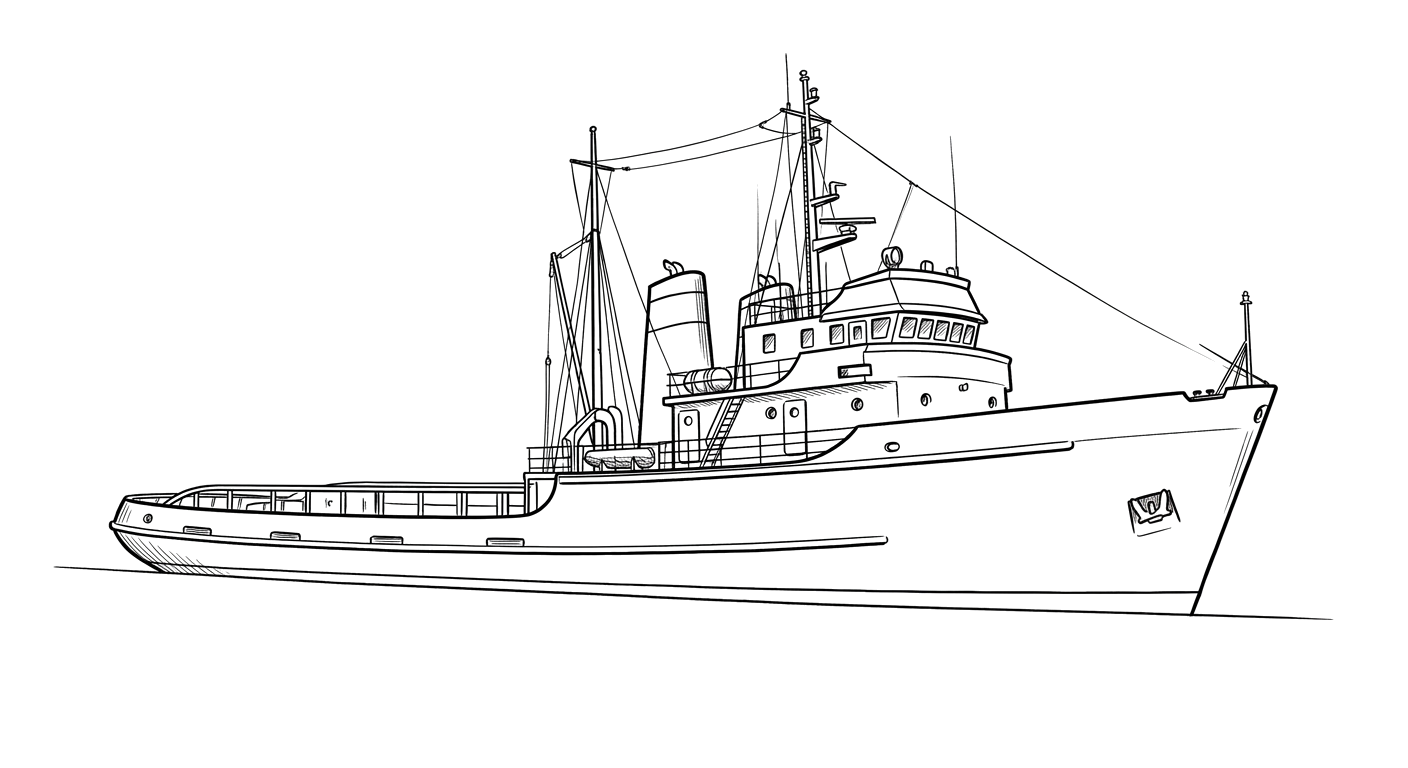 Engraved line drawing of the Ken Vitale