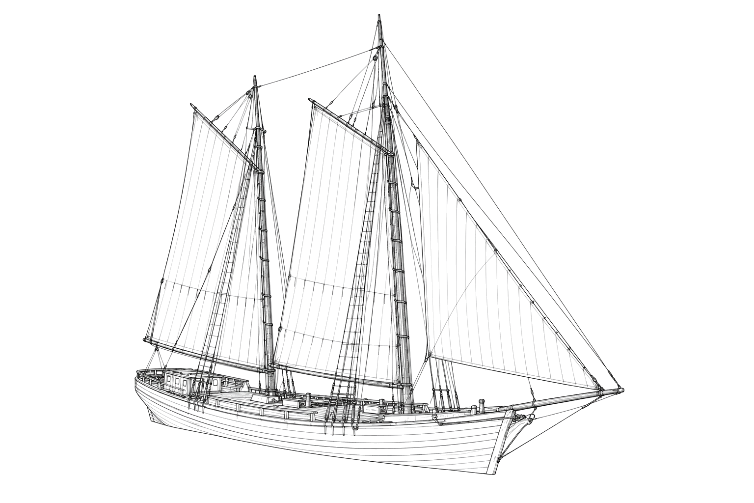 Engraved line drawing of the T.H. Camp