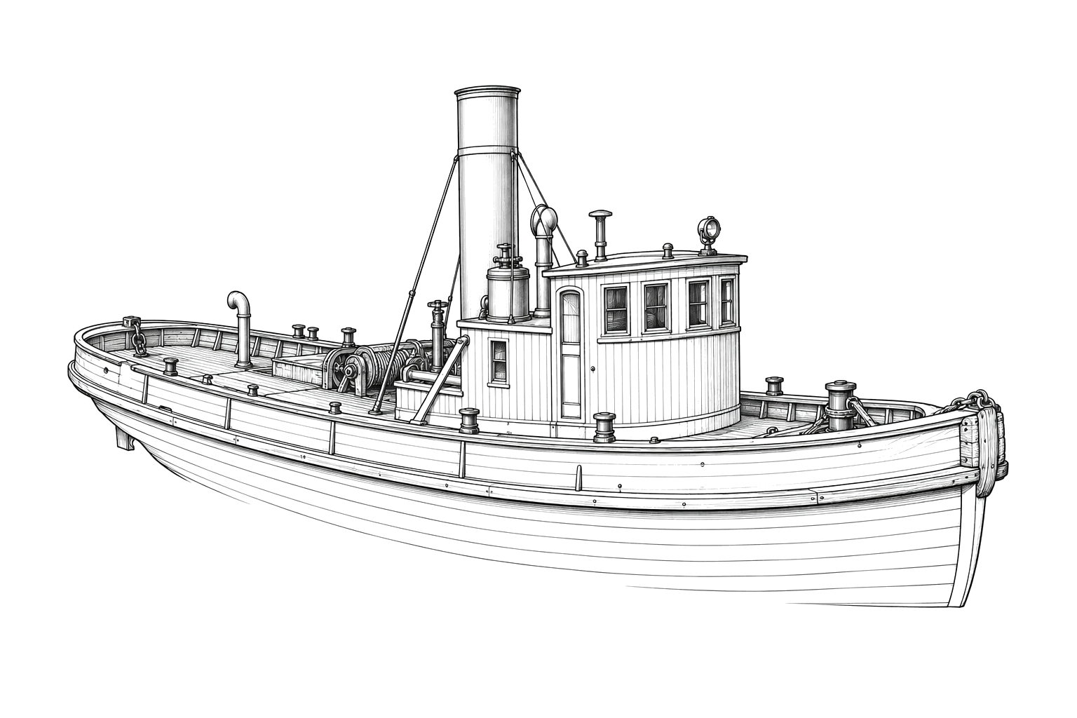 Engraved line drawing of the John A. Paige