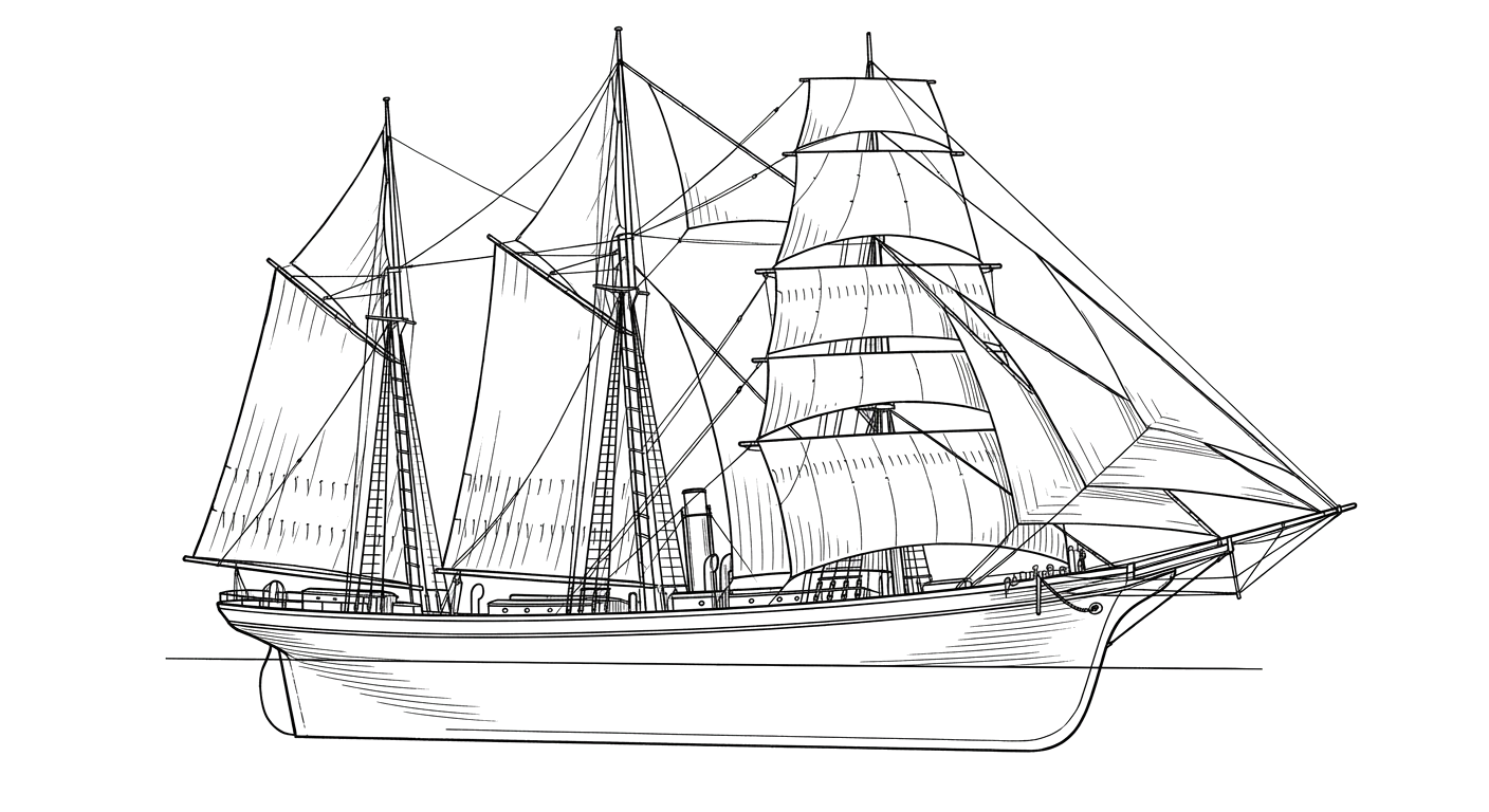 Engraved line drawing of the Cornelia B. Windiate