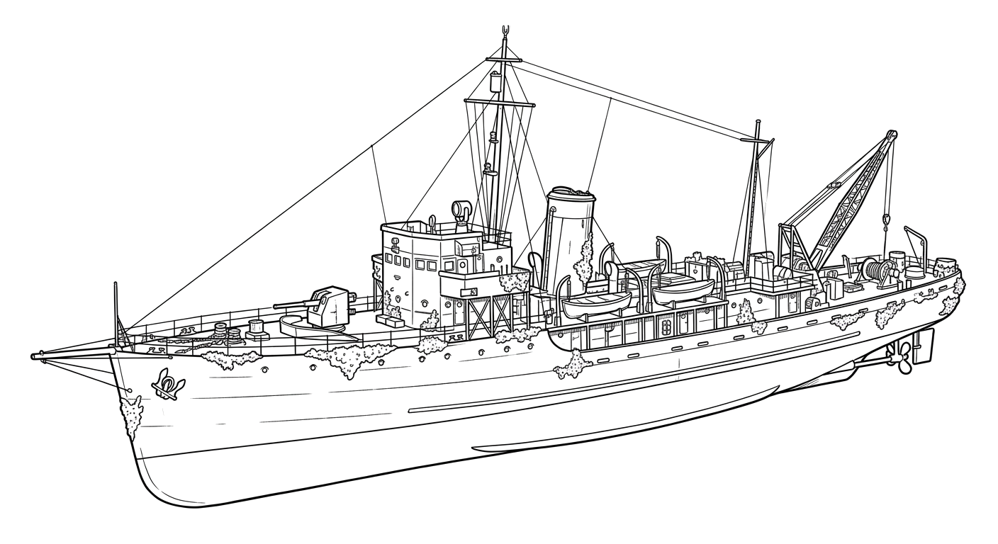 Engraved line drawing of the C-58 General Anaya