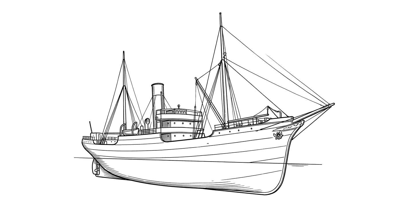 Engraved line drawing of the USS Merrimac